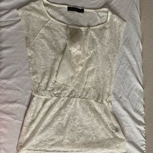 The Limited XS Sheer Ruffle Front Blouse Sleeveles